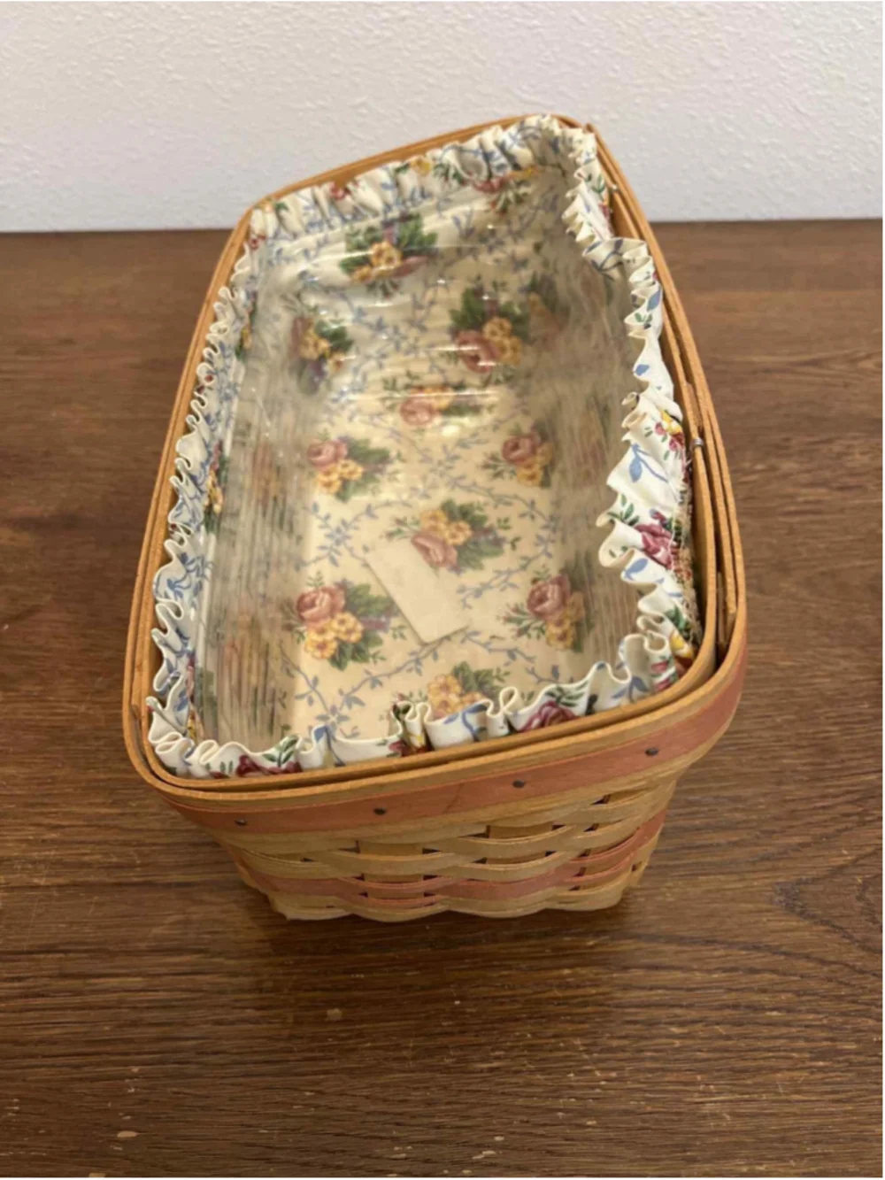 Longaberger Buffet Basket 1996 Signed w/ Liner & Protector Vintage Handwoven